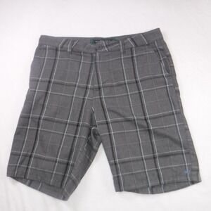ONeill Mens Hybrid Shorts Size 36 Gray Plaid Flat Front Casual Walking Shorts